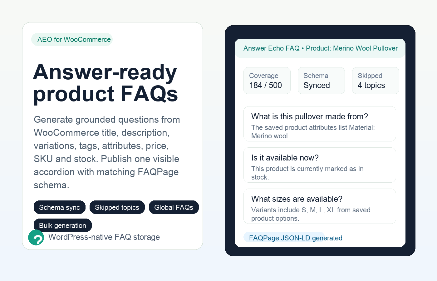 AEO FAQ Generator for WooCommerce product preview