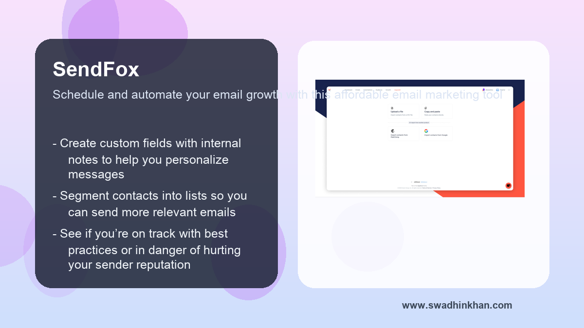 best email marketing tool for creators workflow benefits with SendFox