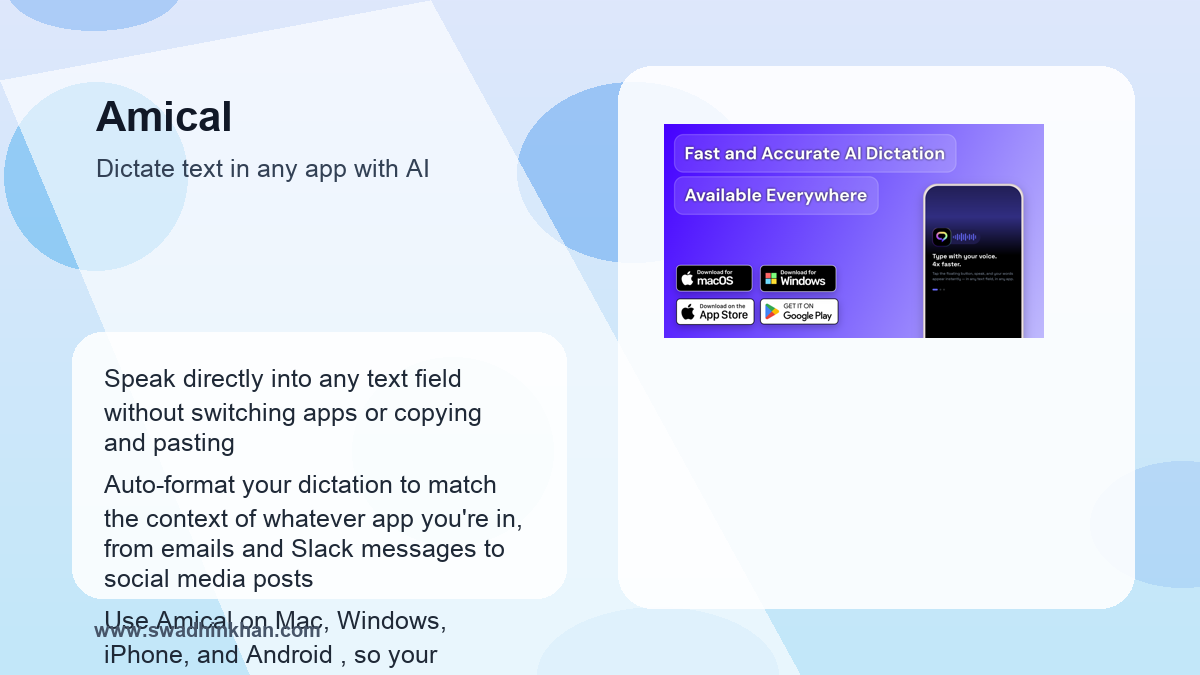 dictate text in any app workflow benefits with Amical