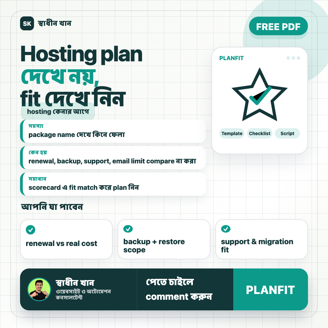 Hosting Plan Comparison Scorecard preview