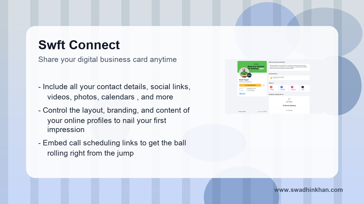 best digital business card for sales teams workflow benefits with Swft Connect