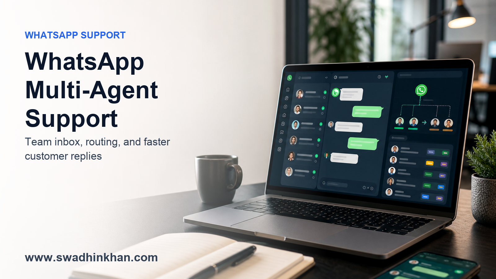 WhatsApp multi-agent support feature image by Swadhin Khan - Swadhin Khan WhatsApp multi-agent support feature image by Swadhin Khan