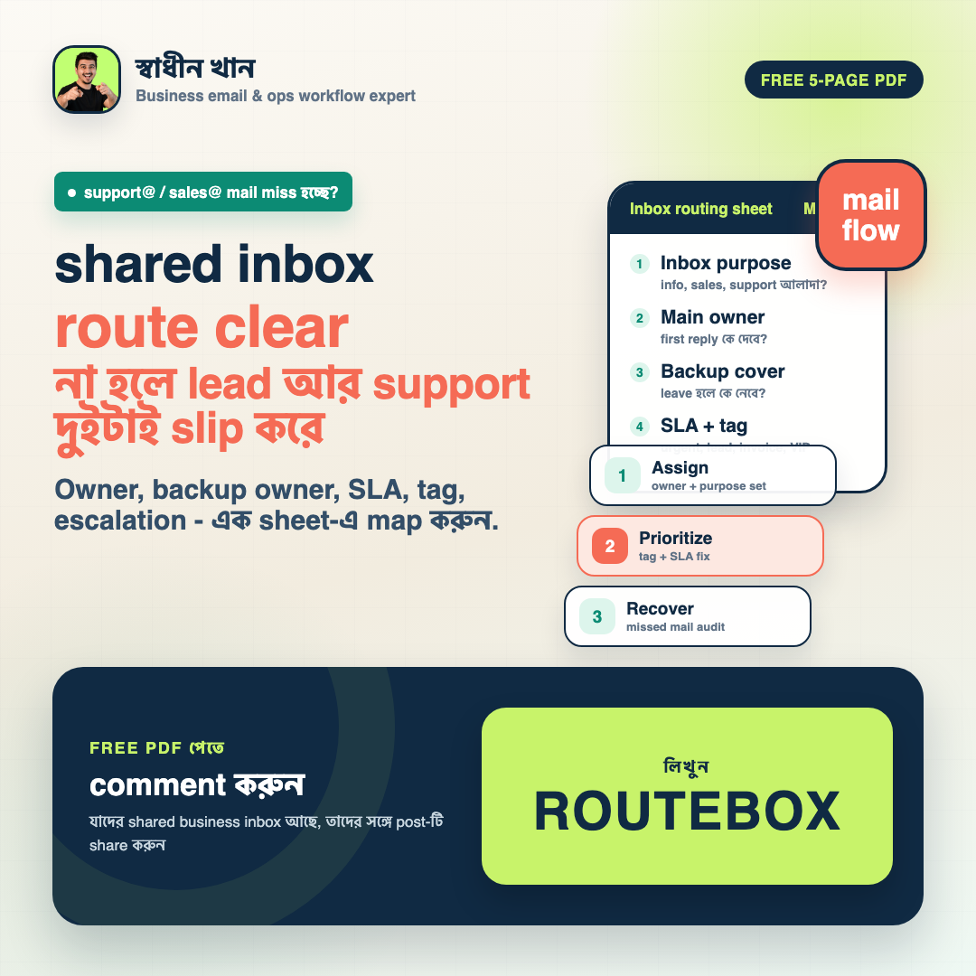Business Email Shared Inbox Routing Sheet workbook preview