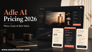 Adle AI pricing 2026 guide cover showing AI ad creation workspace and pricing tiers