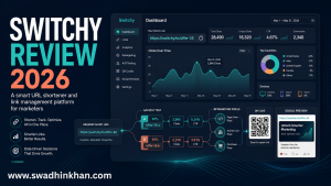 Switchy review 2026 cover showing smart URL shortener analytics, A/B testing, retargeting pixels, and QR codes