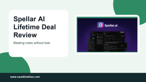 Spellar AI lifetime deal review cover with product dashboard screenshot for meeting notes