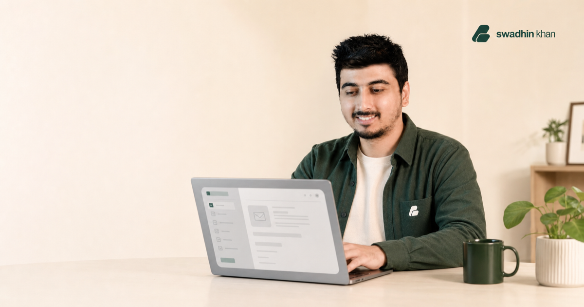 Swadhin Khan operating a domain-investor outreach campaign