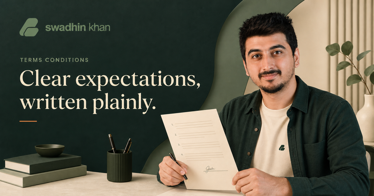 Swadhin Khan presenting the Terms & Conditions