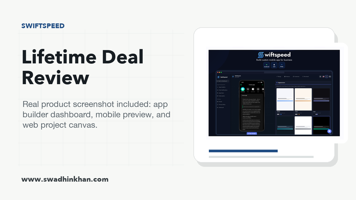 Swiftspeed review cover with real product dashboard screenshot