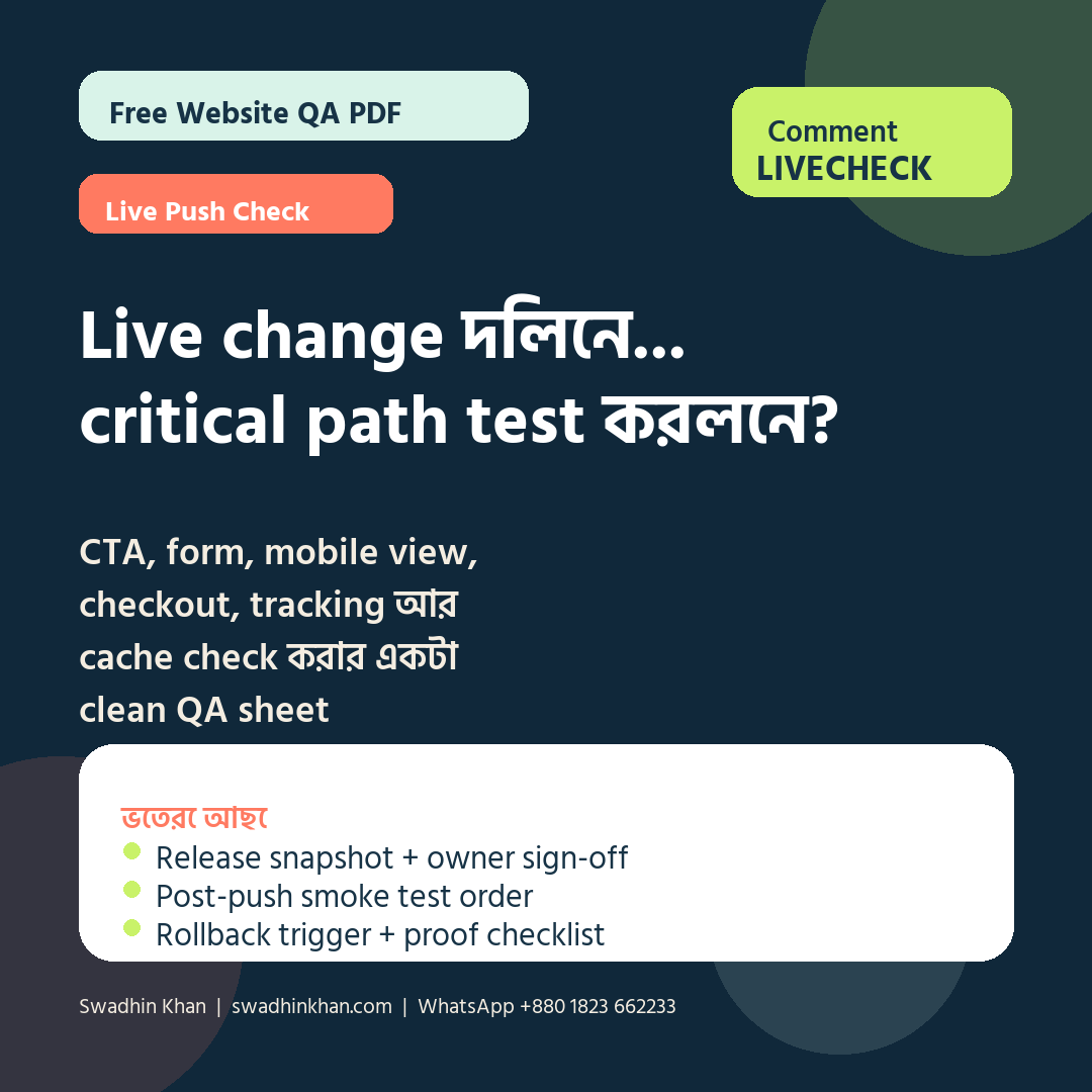 Website Live Change QA Sheet workbook preview