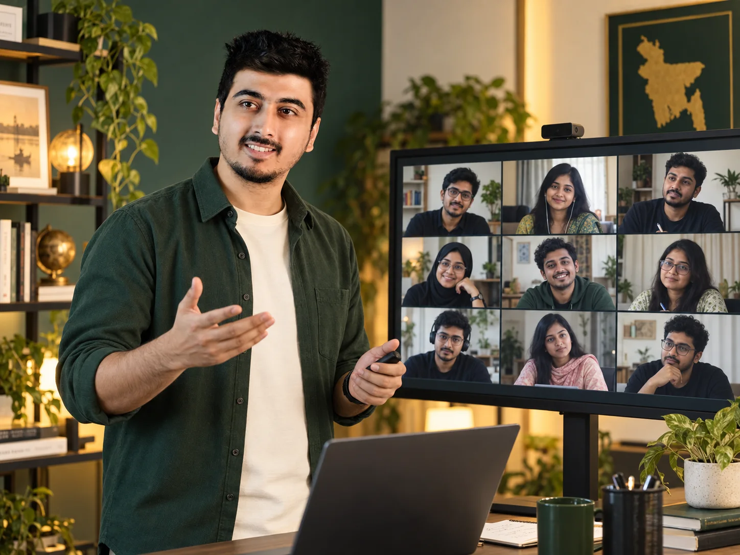Swadhin Khan leading a live practical online workshop